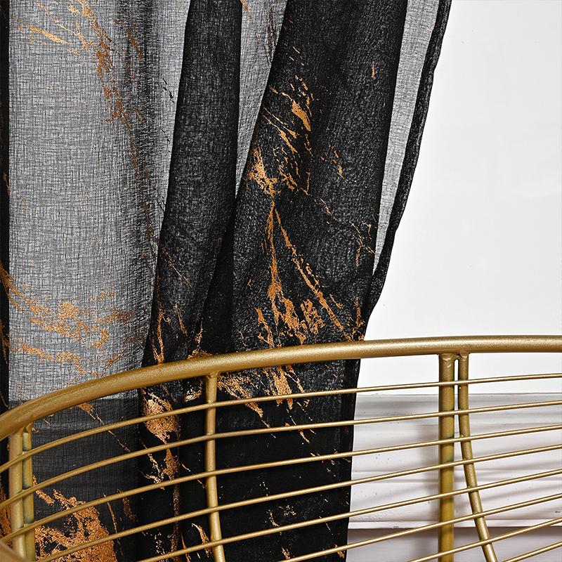 1 Panel Marmormuster Raumdekor Verdunkelungsvorhänge Waschbar Ganzjahresvorhänge Stangentasche Goldener Foliendruck