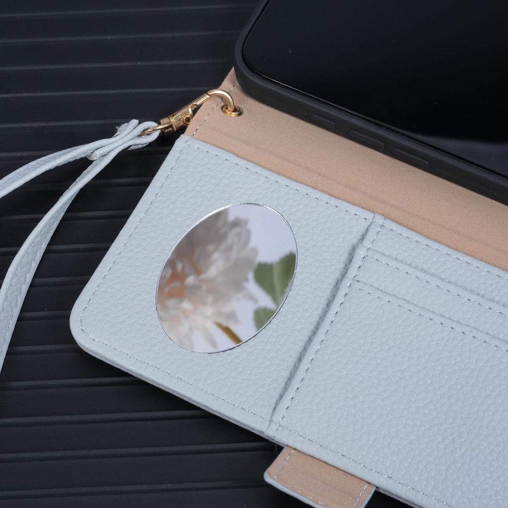 iPhone 17 Pro Max Reißverschluss Crossbody Handyhülle mit Lanyard & Spiegel Klapphülle