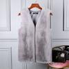 Europe, America, autumn and winter new fur fur vest women's medium and long vest imitation rabbit fur vest thin coat