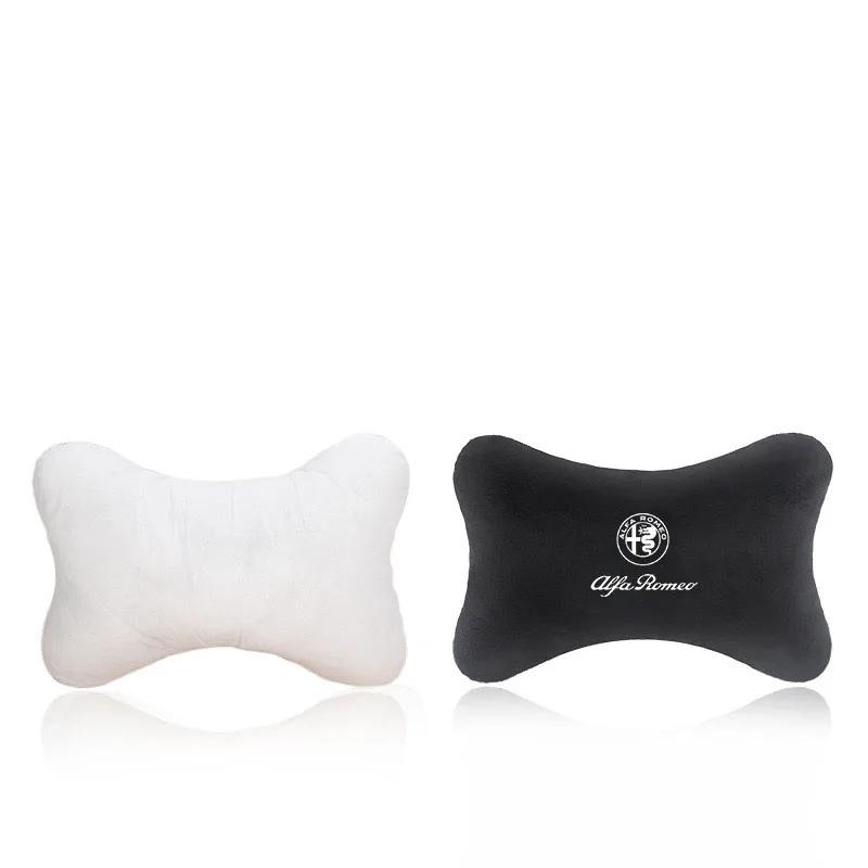 DGJLS1 Car Seat Belt Protect Shoulder Pad Cover Headrest Neck Pillow for Alfa Romeo 4C 159 Spider Giulia Giulietta 156 Tonale Mito 147