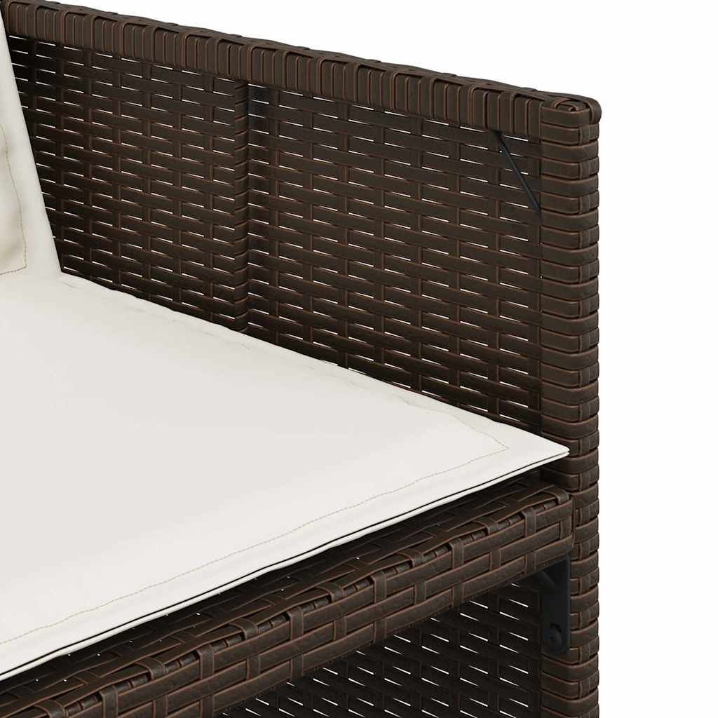 5 Piece Outdoor Dining Set with Cushions Brown Poly Rattan
