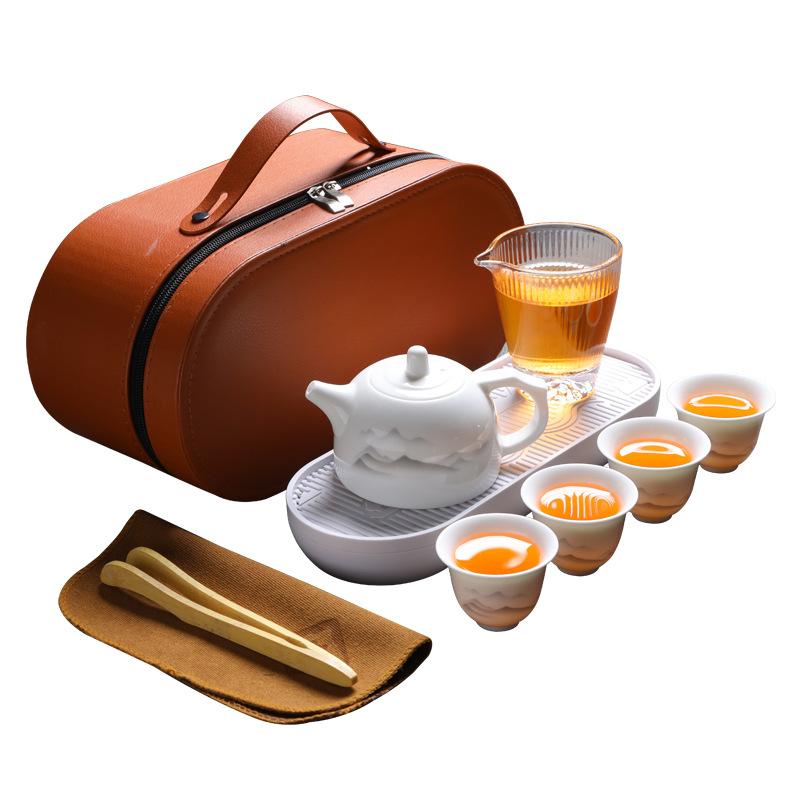 

Ink suet jade kung fu tea set cover bowl travel set portable travel tea set portable outdoor tea