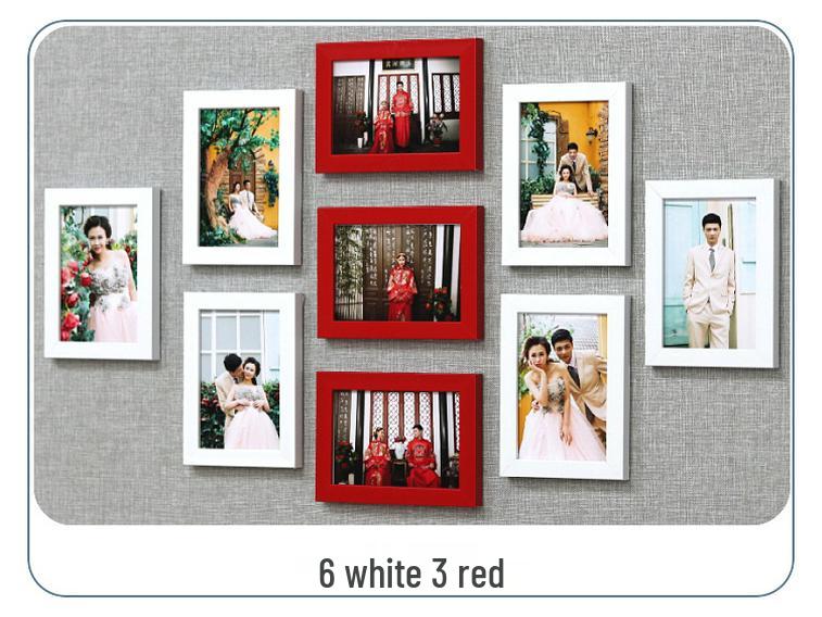 7-Zoll Minimalistisches Modernes Neun-Gitter Wand-Fotorahmen-Set – Stanzfreie Wohnzimmerdekoration
