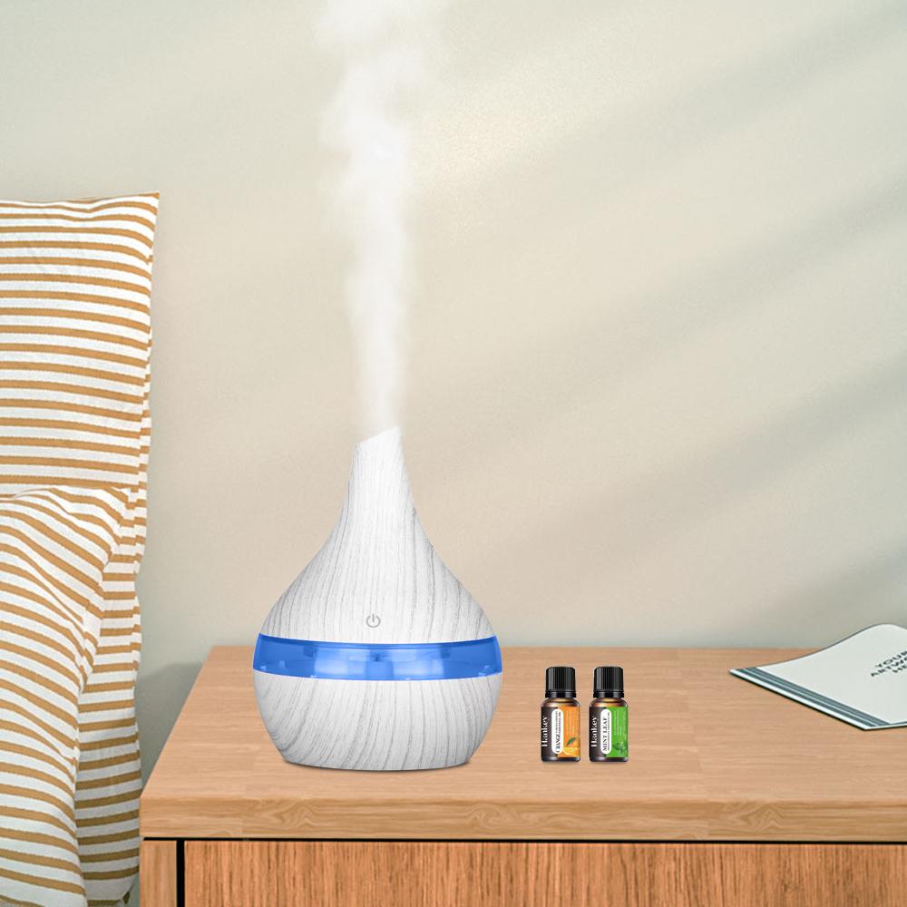 

Diffuser For Home Ultra Quiet Mini Humidifier for Travel 300ml USB Diffuser with 2 Essential Oils Auto Shut Off Perfect for Dry белый