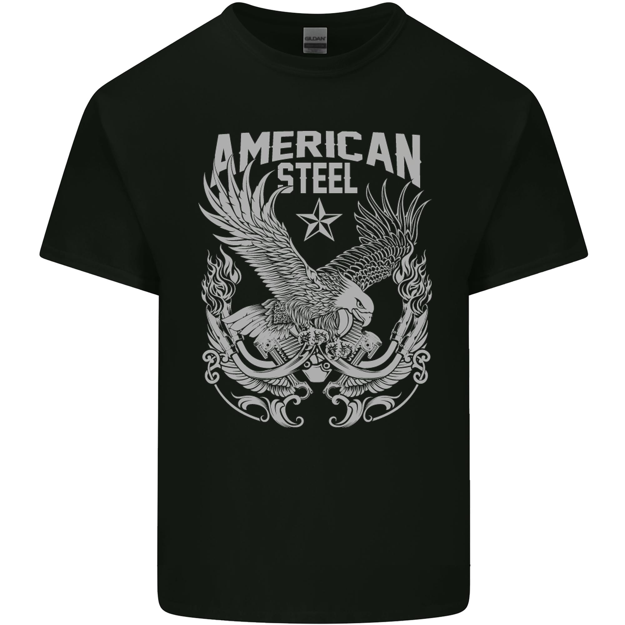American Steel Motorbike Motorcycle Biker Unisexs Light Cotton TShirt S