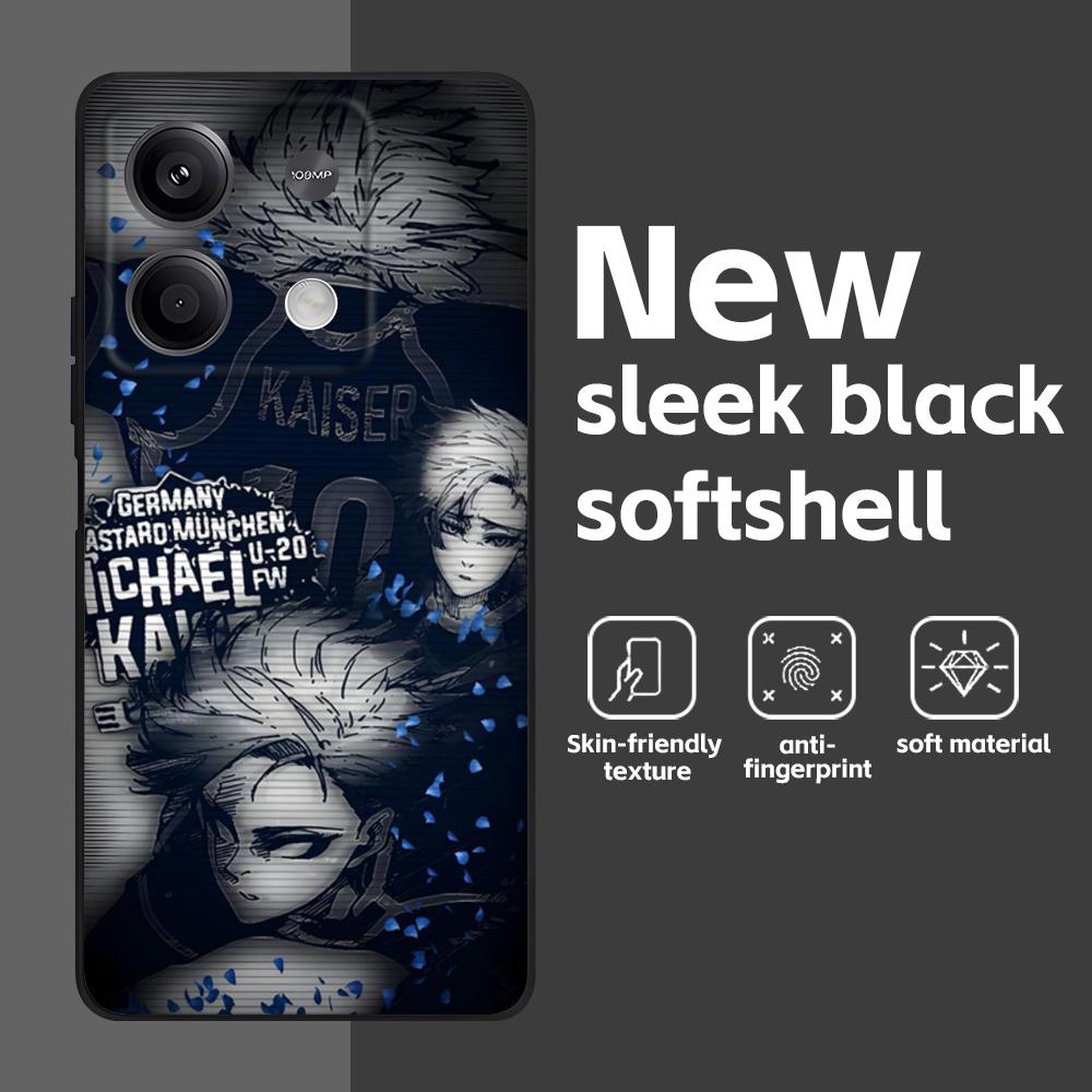 Anime B-Blue L-Lock Pfp Phone Case For Redmi Note 14 13 12 11 Pro Plus S 5G 14C A3 Soft Black Phone Cover