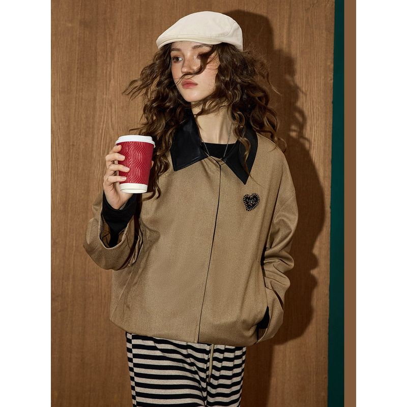 Coolhut2025 New Autum Style Small Fragrance Style High-End Unique Super Nice Loose and Lazy Style Windbreaker Jacket