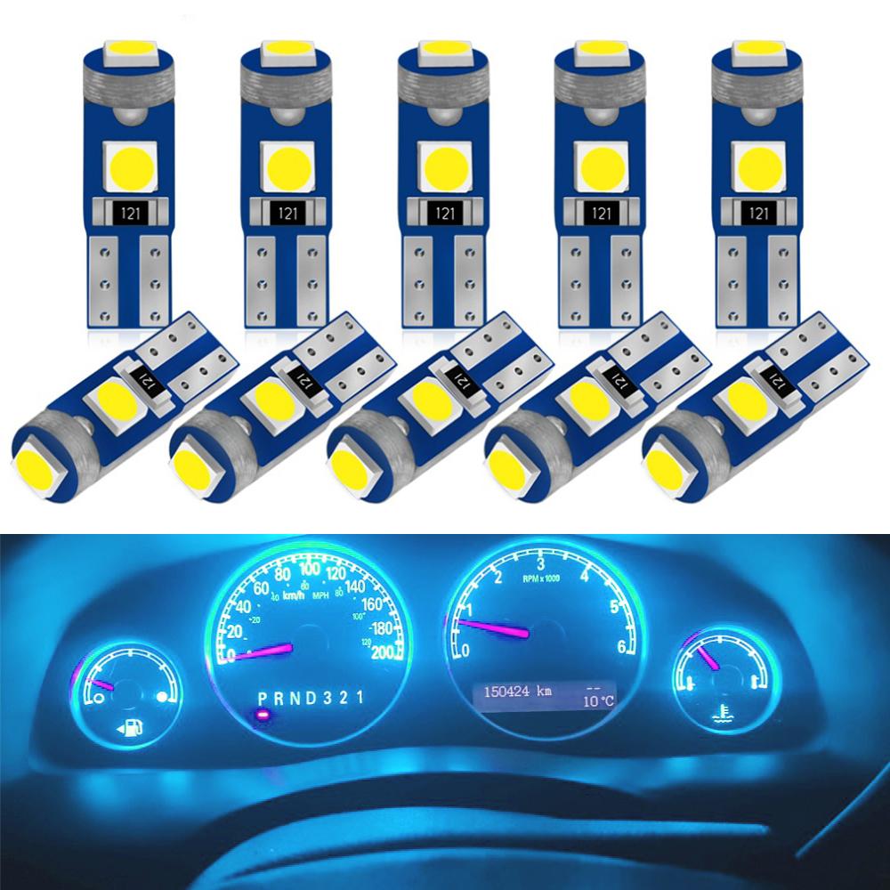 10PCS 12V T5 58 74 286 W1.2W High Bright 3030 3SMD LED Car Dashboard Instrument Cluster Panel Light Bulb