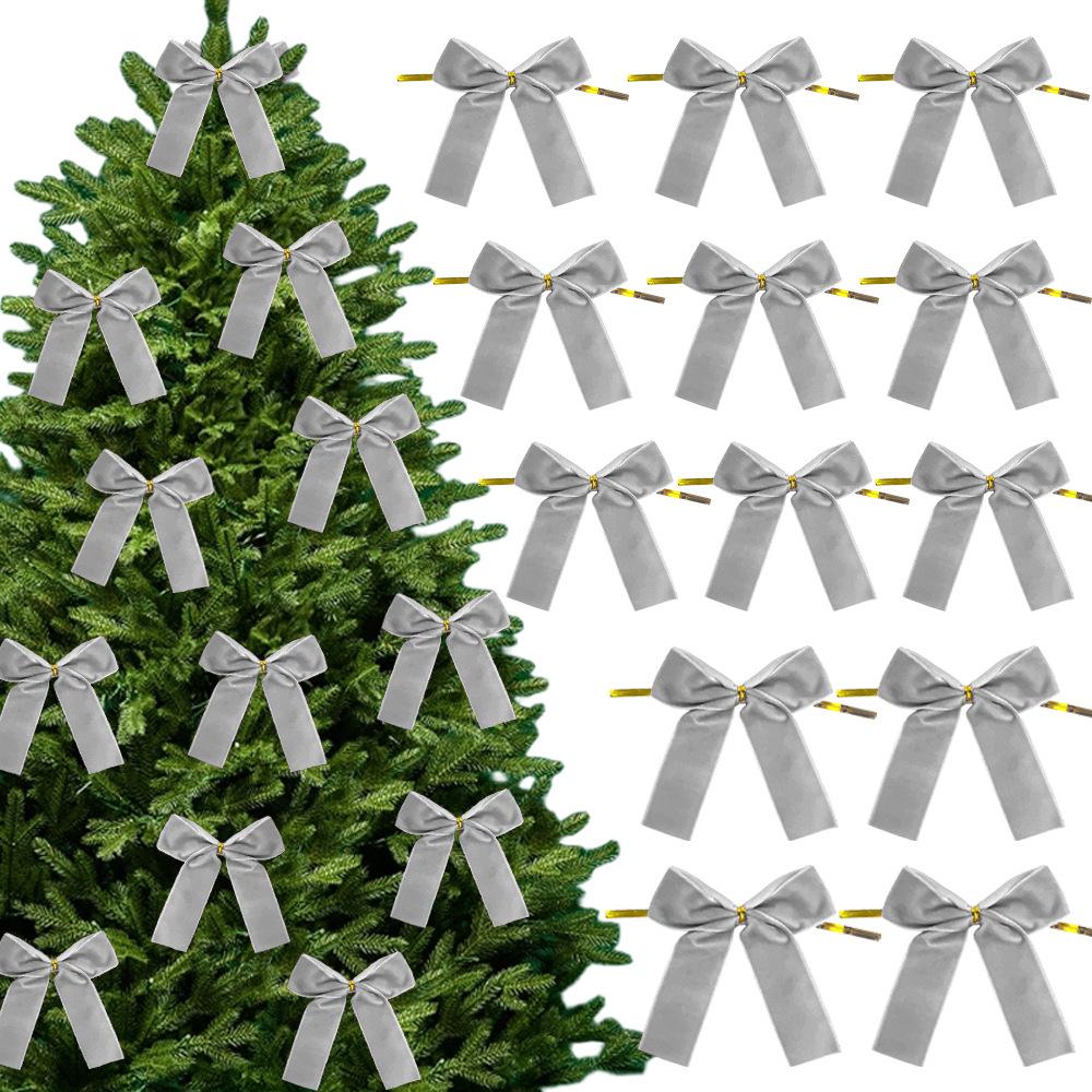 12Pcs Christmas Bow Red Gold Mini Xmas Tree Velvet Bowknot For Home Decoration Wedding Decor Navidad New Year Party DIY
