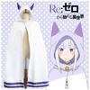 Re:Zero - Starting Life in Another World Emilia Cosplay Costume with Ears, Cape, and Cloak