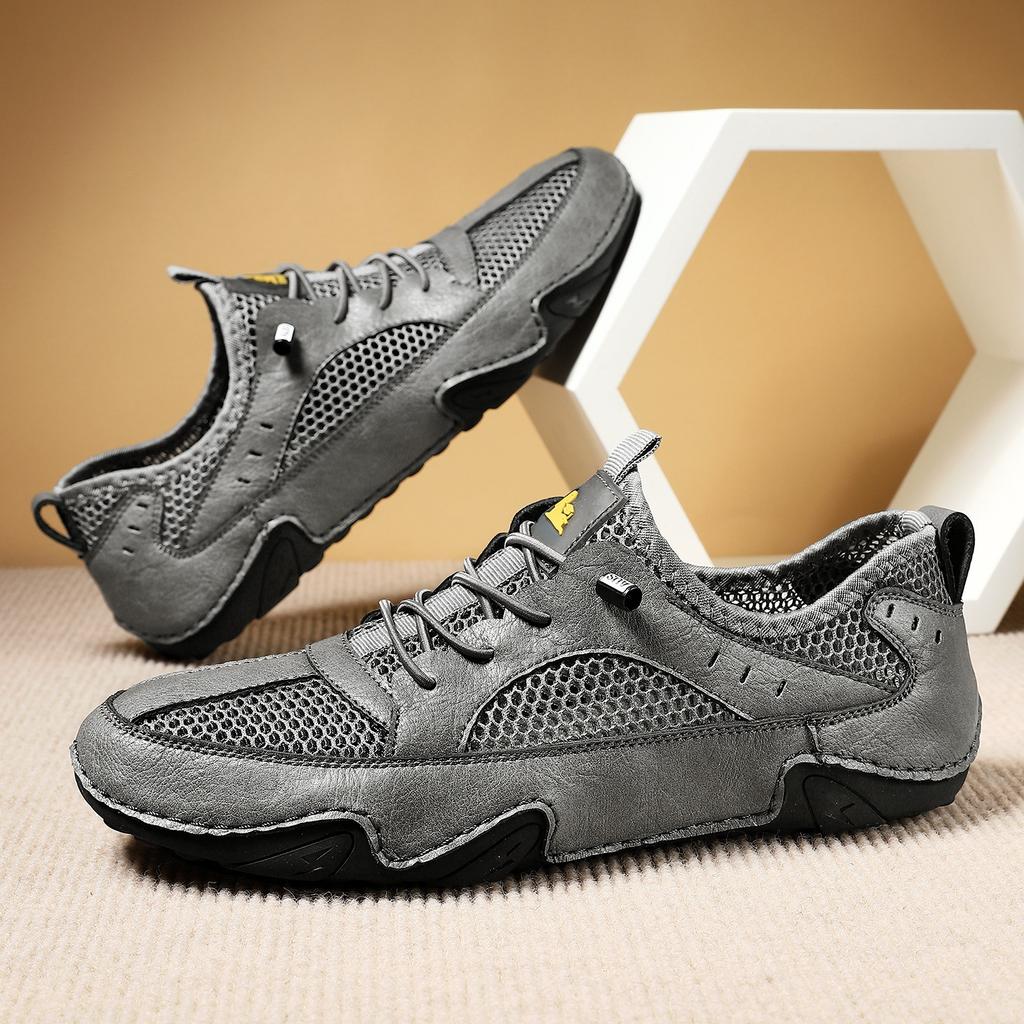 Piele piele de vacă pantofi sport casual noi pentru bărbați mărime mare cusut pantofi din plasă respirabilă pantofi pentru bărbați caracatiță