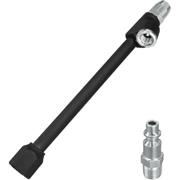 Car Tire Air Chuck Set, 1/4  FNPT Dual Head Air Chuck for Tires with Quick Plug, 2-Way Connect Tire Inflator Chuck, Extended Reach Tire Chuck for Car Extended Reach Dual Head