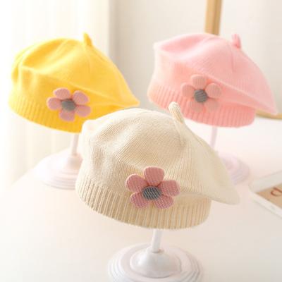 Jenter Vinterlue Blomsterdekor Strikket Elastisk Anti-skli Barn Malerlue Foto Prop