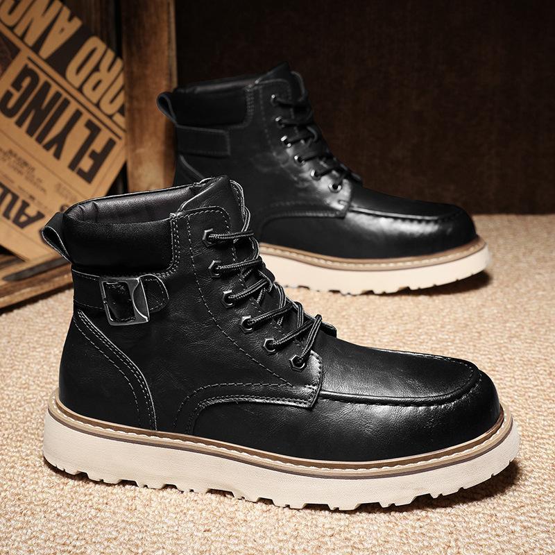 

2025 live broadcast hot-selling winter new Martin boots outdoor cotton thickened leather tooling boots 38 чёрный