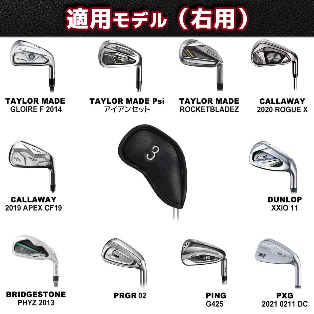 CRAFTSMAN Golf Iron Covers, Velcro Closure, Headcover Set of 12 (3-9, Aw, Pw, Sw, Lw, Lw), Numbered Embroidered Wedge Covers, Synthetic Leather