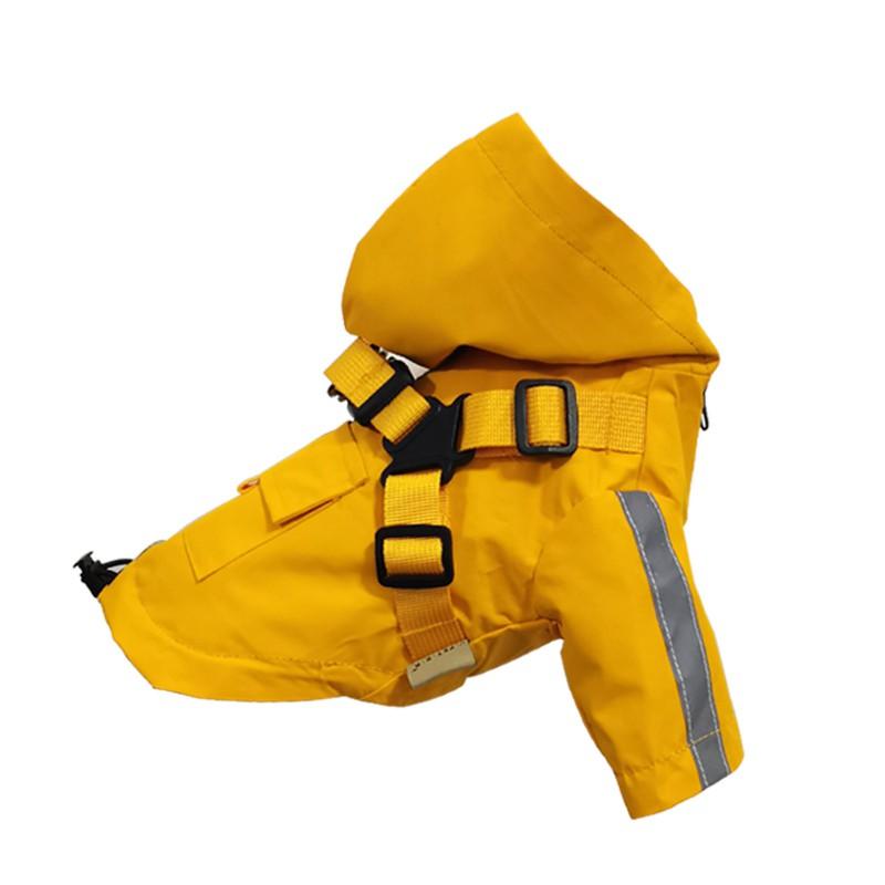 Waterproof Hooded Raincoat Small To Medium Dogs With Reflective Stripes Leash Clip