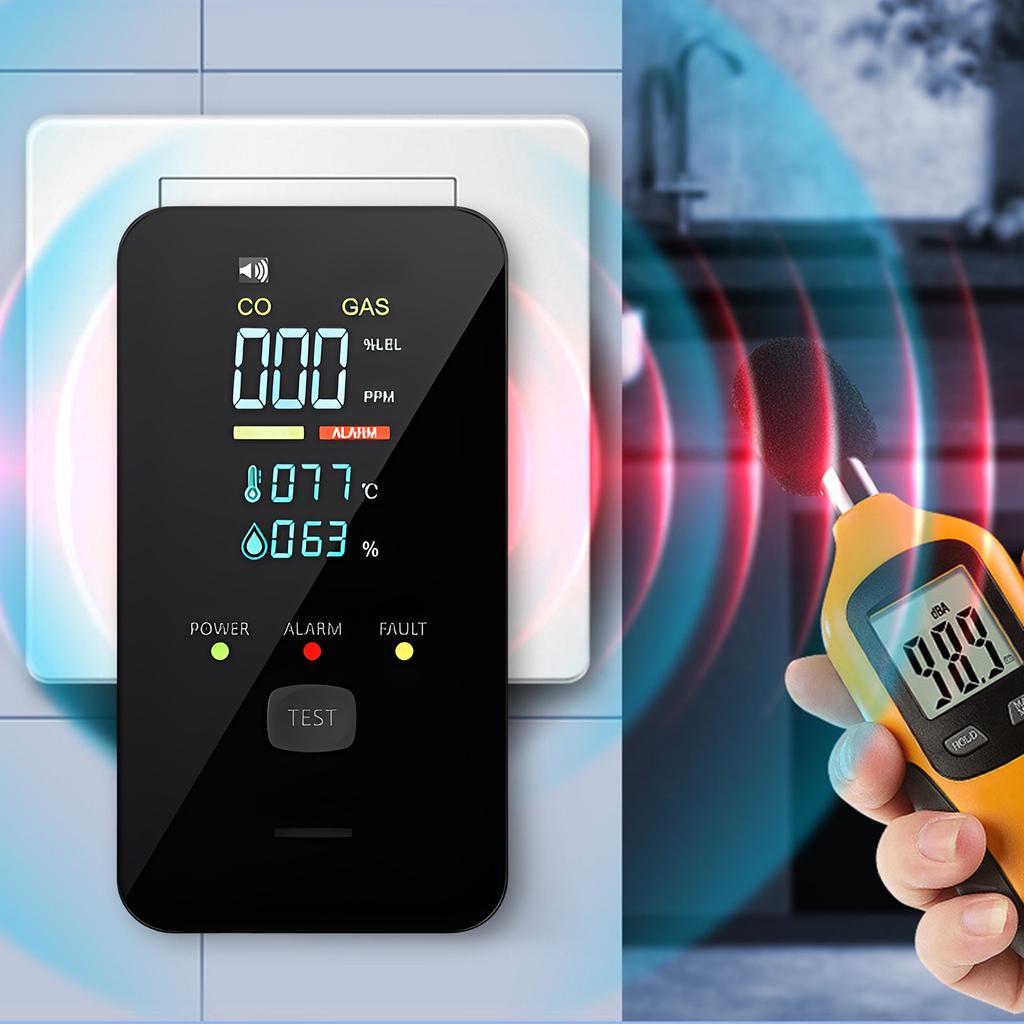 4-in-1 Portable Carbon Monoxide Alarm with Digital Display Plug-in Air Quality Monitor Real-Time CO Monitor for Home Kitchen RV