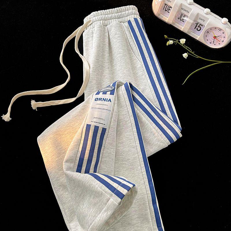 

Полосатые спортивные штаны, женские уличные толстые широкие брюки Y2K, Harajuku, спортивные штаны с высокой талией, корейские мешковатые брюки 6XL белый