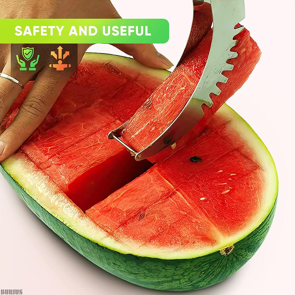 Stainless Watermelon Slicer Cutter with Non-slip Plastic Wrap Handle Fruit Tools Kitchen Gadgets for Pineapple Cantaloupe 4