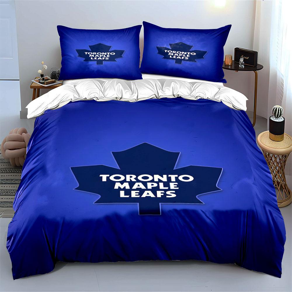 Toronto Maple Leafs Logo Pościel Wzór Nadruk Zestaw Pościeli Poszewka na Kołdrę Poszewki na Poduszki (1* Poszewka na kołdrę 2* Poszewki na poduszki Nie zawierają kołdry)