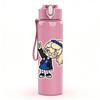 1PC Blonde Girl Cartoon Character 750ml Color Plastic Sports Water Bottle Leakproof Flip Straw Lid Suitable for Sports Office Home Use