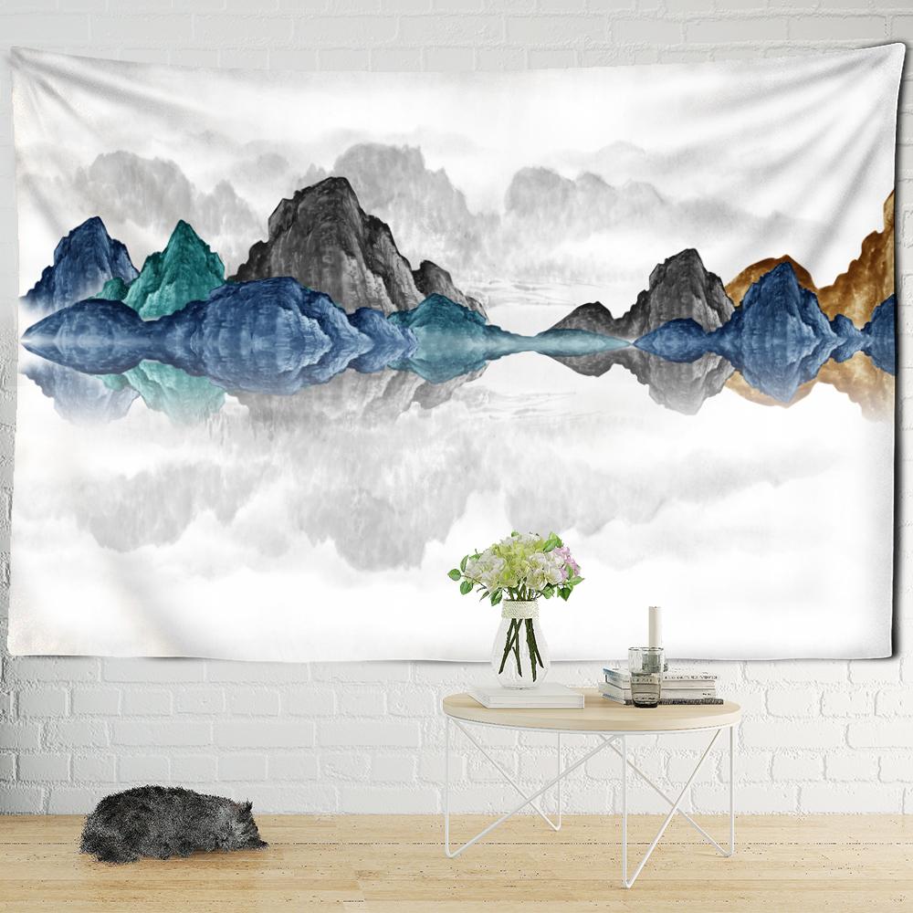 Landscape Painting Tapestry Wall Hanging Bohemian Hippie Abstract Psychedelic Witchcraft Simple Art Nordic Style Home Decor