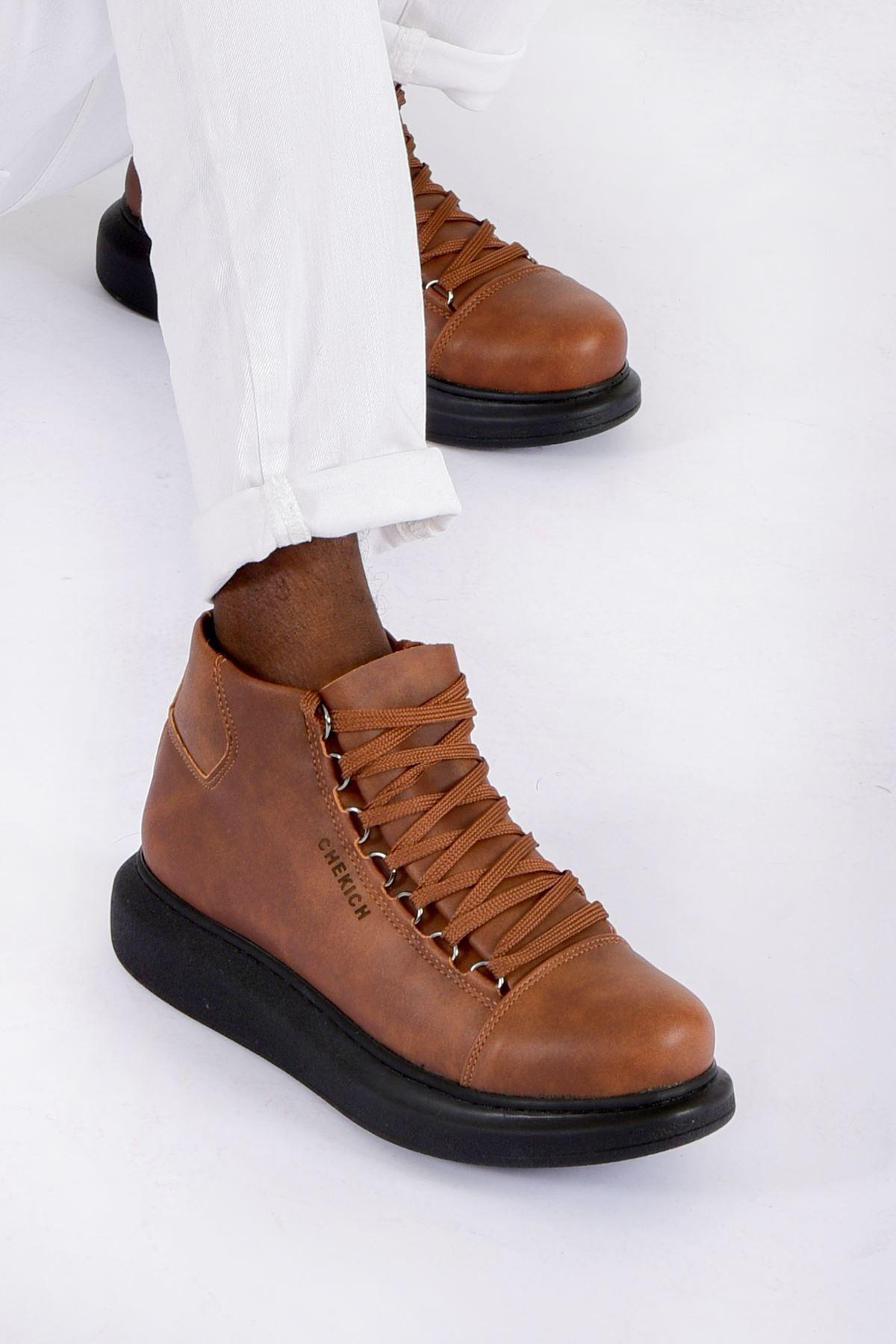 

Men s Fashion Faux Leather Flat Heeled Boots Bootie Roman Boots Tan Shoes 36