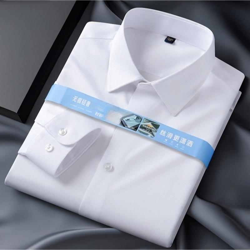 Non-Iron 8XL 7XL High-end Anti-wrinkle Modal Men's Shirt Casual Long Sleeve Slim Fit Office Blue White Shirts Men Long Sleeve
