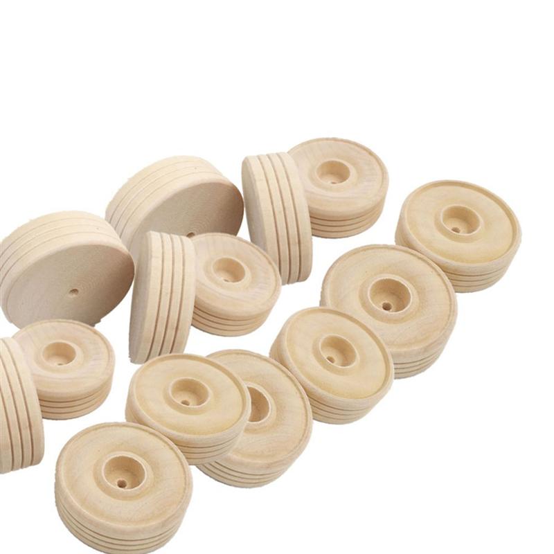 50pcs Round Wooden Small Wheels Toy Accessories DIY Handmade Crafts Supplies for Kids Children
