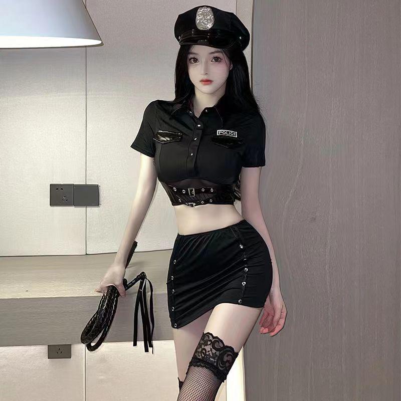 Sultry Police Costume Set: European & American Sexy Lingerie Mini Skirt Temptation