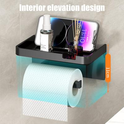 Toilettenpapierhalter mit Ablagefläche Starke Tragfähigkeit Einfache Installation Selbstklebender Rollenpapierhalter Badezimmer-Organizer