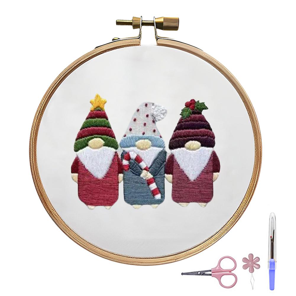 Christmas Embroidery Kits with Embroidery Hoop Thread Needle Material Package Only Embroidery DIY Starter Kit for Beginners