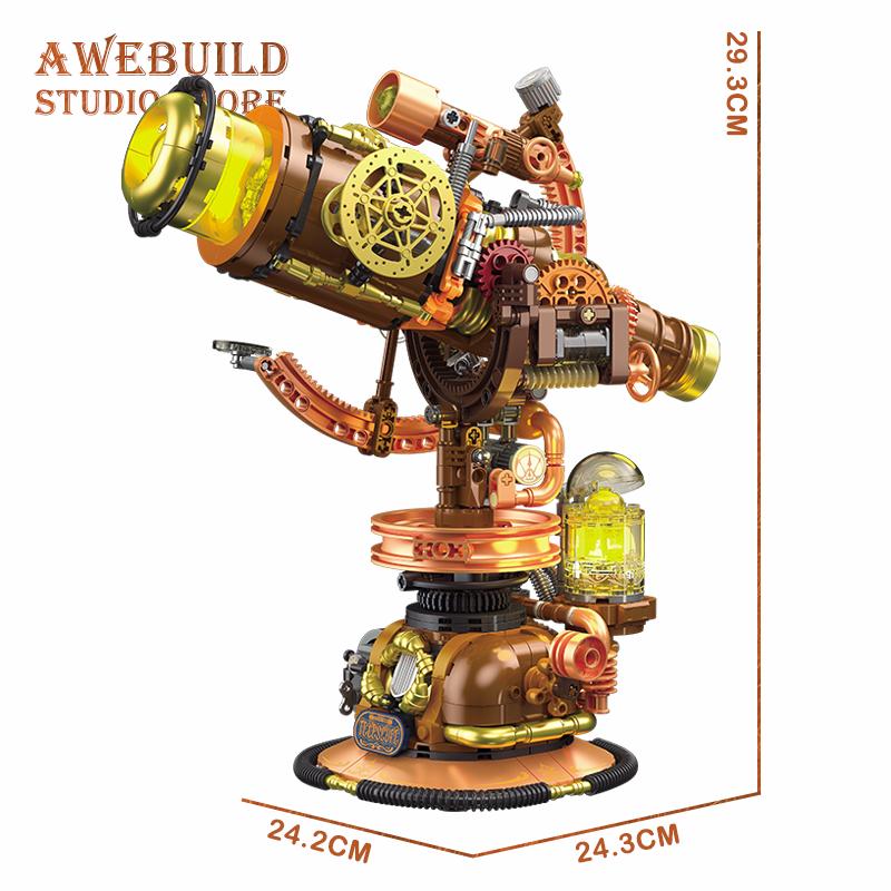 NEW Steampunk Telescope Model Building Blocks Model 797Pcs Retro Mecha MOC Bricks Assembly DIY Puzzle Toys STEM Gifts Home Decor