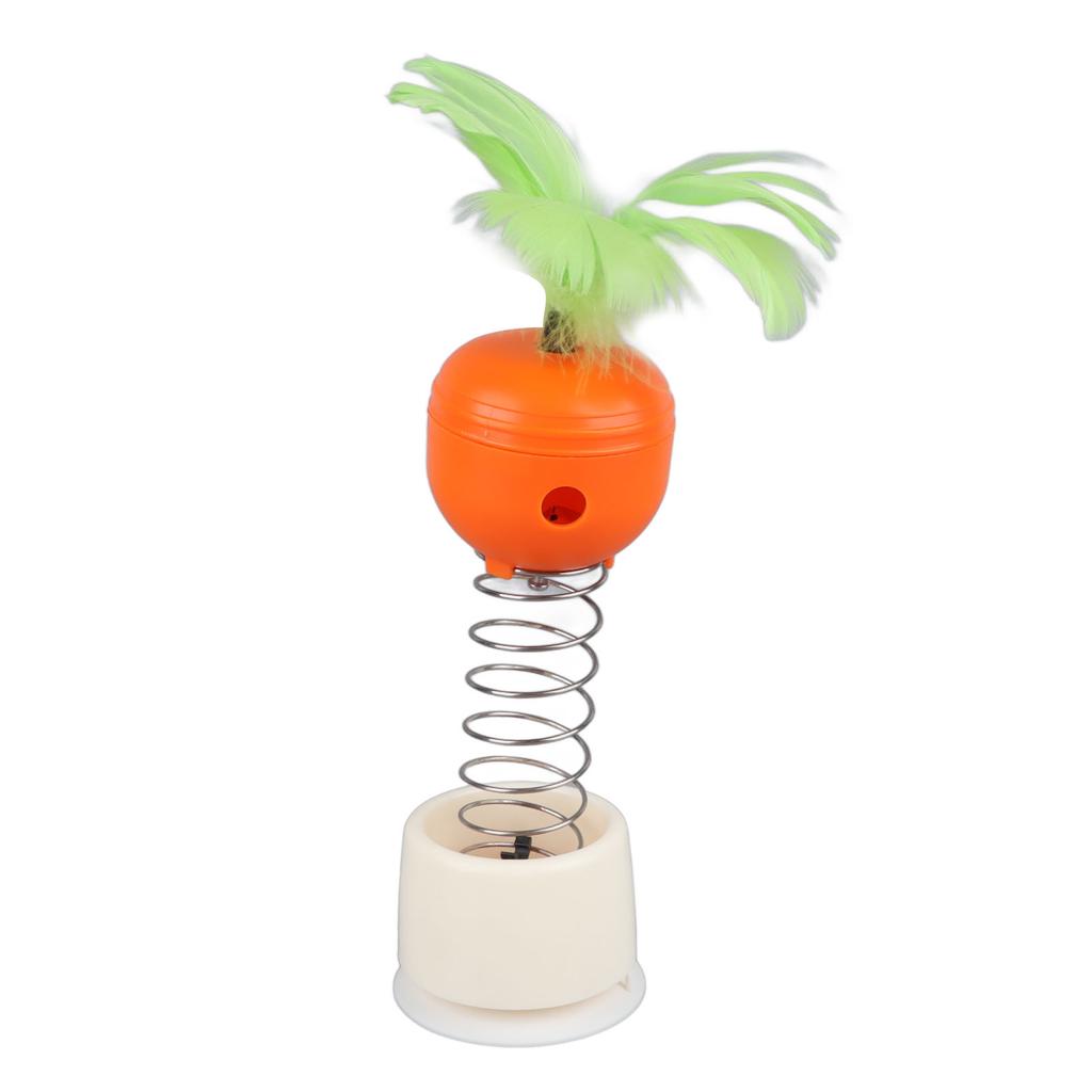 Kattegodbitdispenser Fjærleke Interaktiv Kattefôrutdelende Teaserleke med Elastisk Fjær