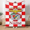 Custom Name Benfica Theme Printed Blanket Perfect For Couch Bed Travel Outdoor Use Machine Washable Cozy Durable