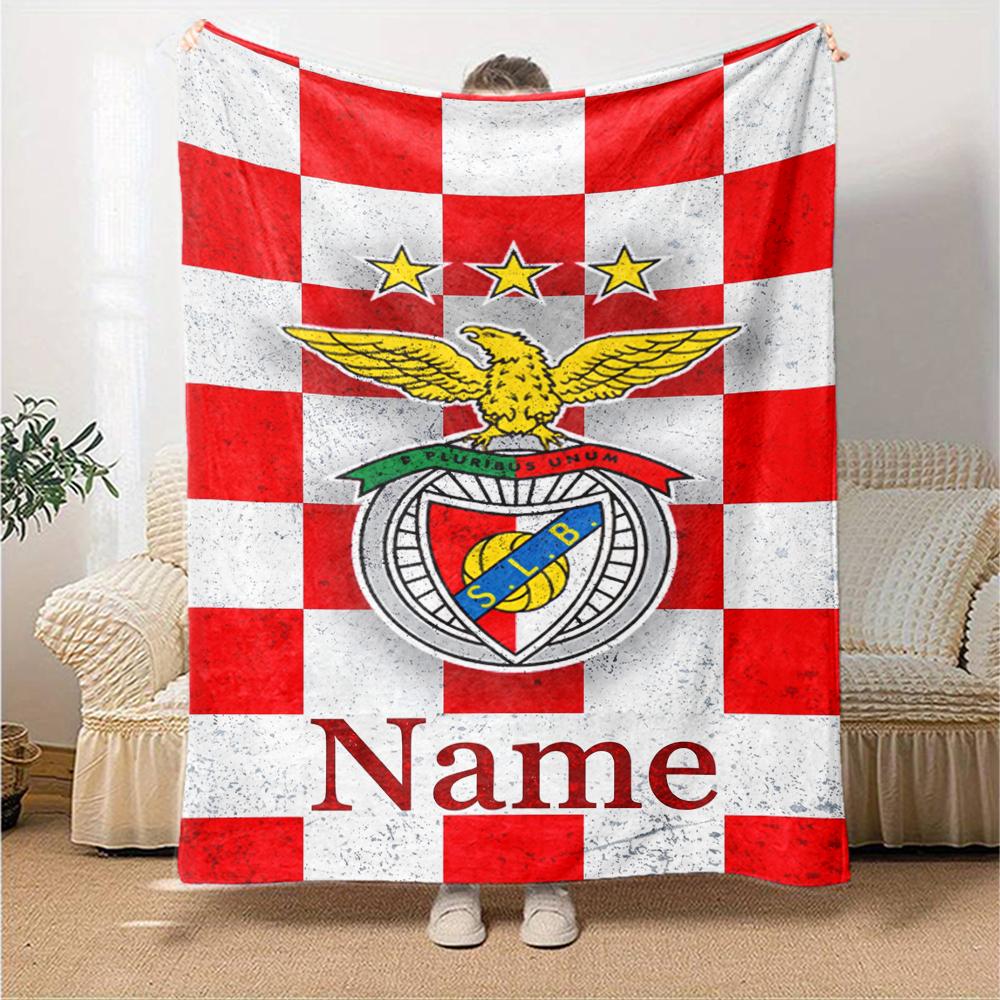 Custom Name Benfica Theme Printed Blanket Perfect For Couch Bed Travel Outdoor Use Machine Washable Cozy Durable