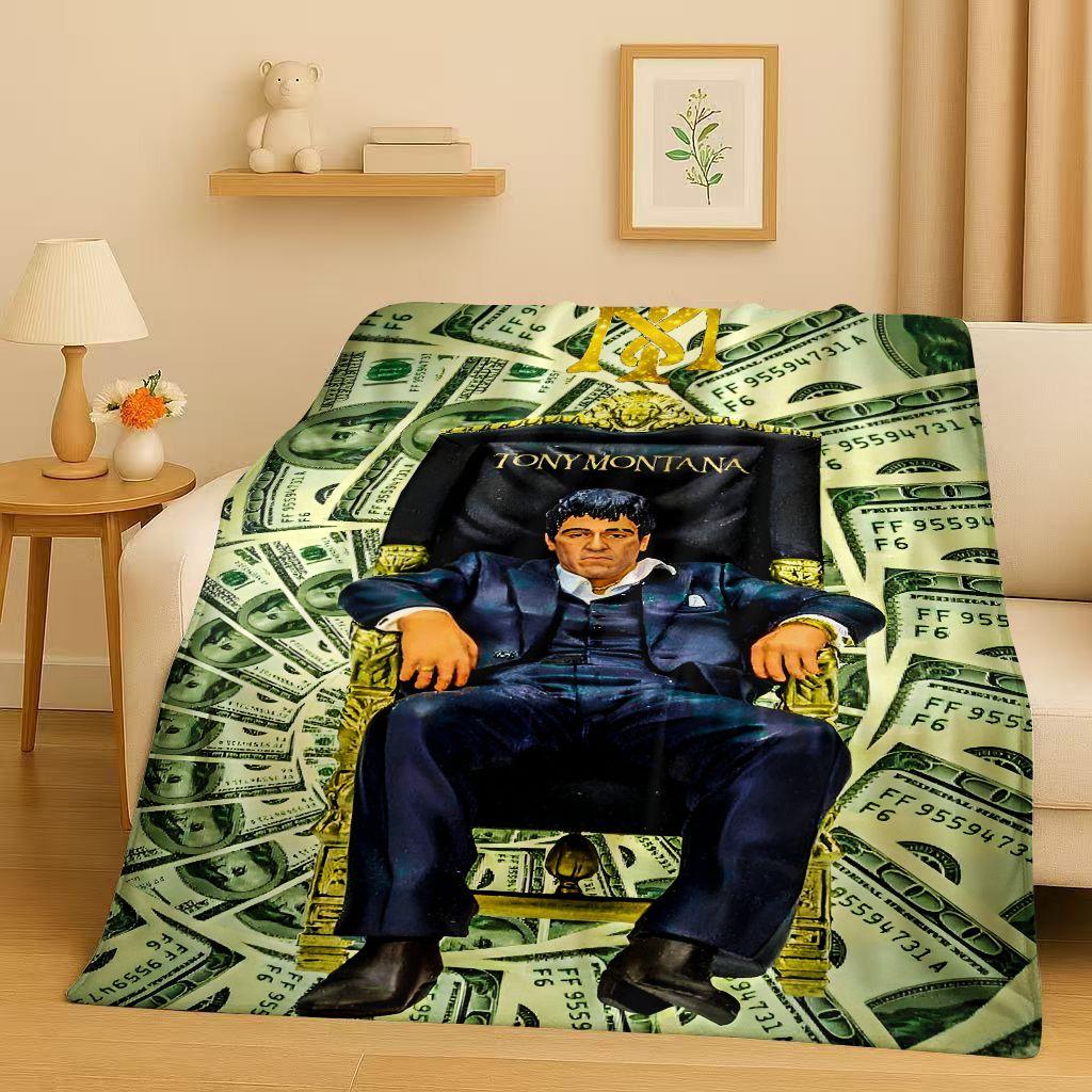 

Classic Scarface Tony Gang Movie Flannel Blanket,Ultra Soft Plush Throw for Home Bedroom Bed Sofa Cover Office Picnic Kids Gift 75x90cm