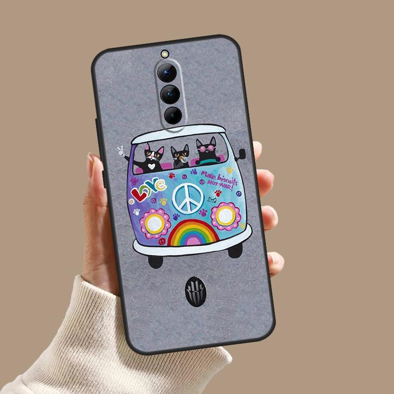 

Hippy Peace Bus Cat Case For ZTE Nubia Red Magic 11 9S 8S 8 9 10 10S Pro Plus 6 7 6S 7S Pro 5G 6R 10 Air Cover Red Magic 6s