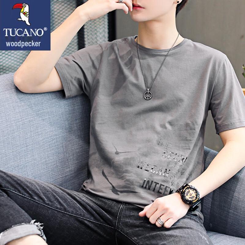 TUCANO Men s Summer Trendy Printed Round Neck Short Sleeve T-shirt 4XL