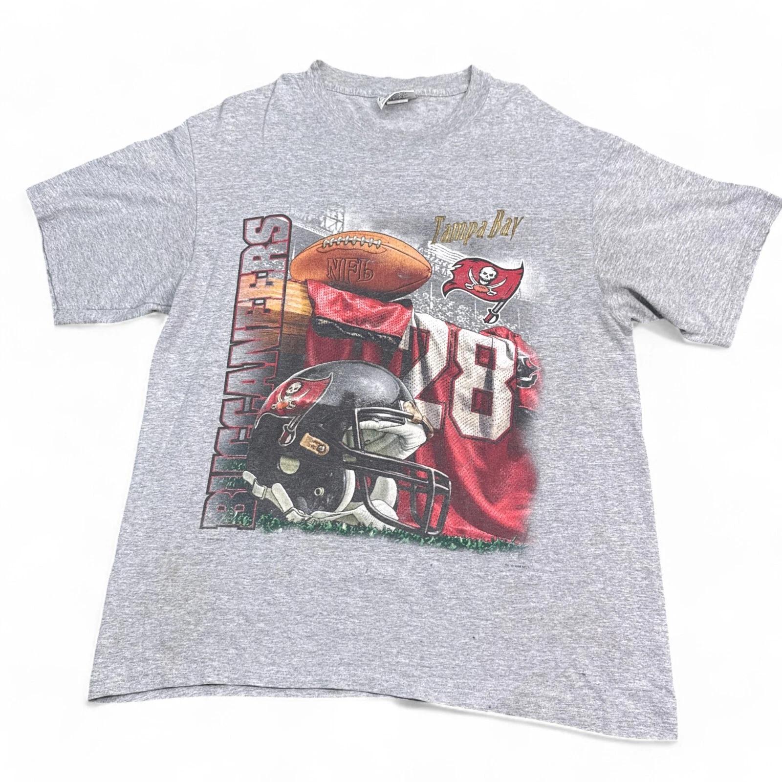 Vintage 90s Tampa Bay Buccaneers Tee Shirt Adult Size Large Gray Big Print 2XL