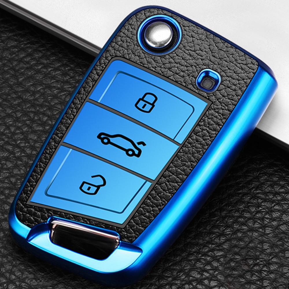 TPU Leather Auto Car Key Case Folding Remote Shell Fob Cover for Volkswagen VW MK7 GTI 7 Golf 7 Golf R Skoda Octavia A7 SEAT