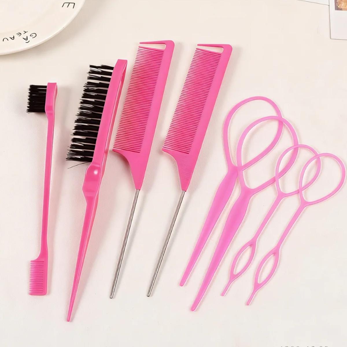 

8Pcs Purple Hair Styling Tools Set - Slick Back Brushes, Rat Tail Combs, Hair Loop Styling Tools for Braiding, Tinting and Edge Styling розы красного