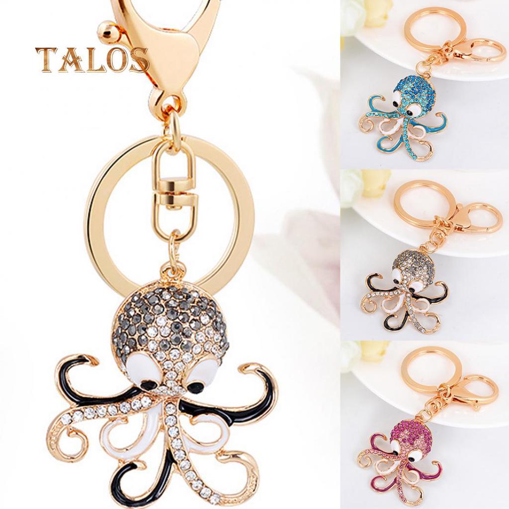 Lovely Cartoon Octopus Pendant Key Chain Keychain Ring Bag Purse Wallet Decor Suspension Trinket