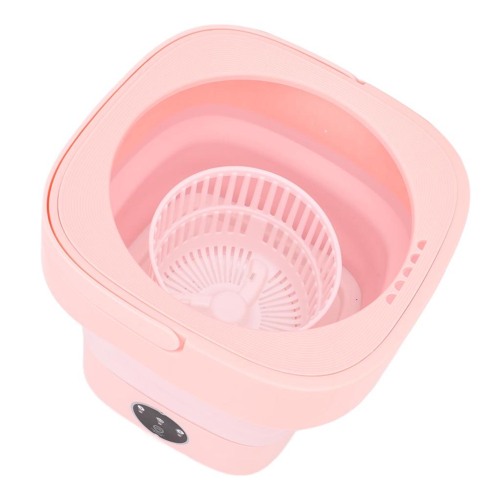 Folding Washing Machine Sakura Pink 8L 3 Modes with Drainage Basket Foldable Underwear Washer