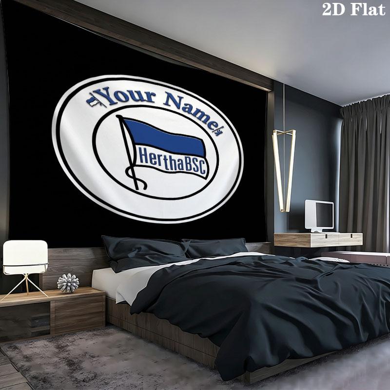 Hertha BSC Custom Name Wall Tapestry Aesthetic Wall Hanging Printed Fabric Blanket Decorative Tapestries for Bedroom Living Room Home Decor