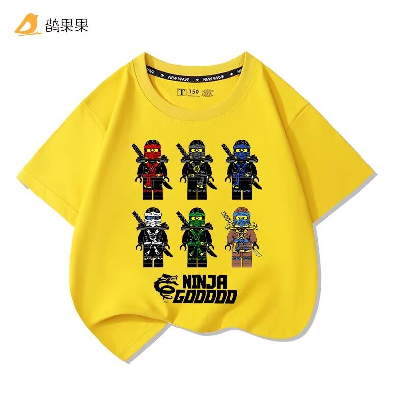 Phantom Ninja Limited Edition Printed T-Shirt for Big Boys and Girls - Children's Summer Cotton Short-Sleeved Shirt
