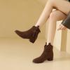 Coarse Heel Fashion Boots Maillard Short Boots Women's Martin Fashion Small Square Head High Heel Spring and Autumn Boots Single Boots Fashion V