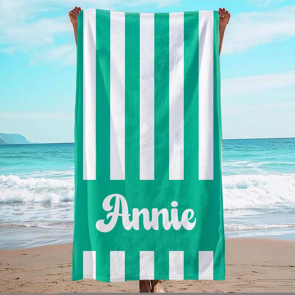 Personalized Striped Beach Towel Microfiber Towel Thin Quick Dry Absorbent for Beach Swimming Yoga Bath Sports
