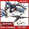 657pcs Shinobi Bule Lightning Dragon Battle Silver Helicopter Poseable Wings 79141 Building Block Toys Compatible With Model