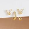 3PCS Luxury Stainless Steel Butterfly Small Hoop Earrings Set For Women Trendy Zircon Stud Women's Earring  Fashion Jewelry